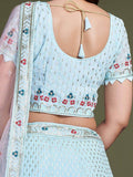 Adorable Sky Blue Embroidery Georgette Wedding Wear Lehenga Choli - Zeel Clothing
