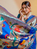 Adorable Sky Blue Zari Weaving Paithani Silk Traditional Saree - Zeel Clothing