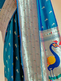 Adorable Sky Blue Zari Weaving Paithani Silk Traditional Saree - Zeel Clothing