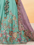 Adorable Turquoise Embroidered Georgette Wedding Wear Lehenga Choli - Zeel Clothing