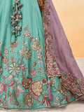 Adorable Turquoise Embroidered Georgette Wedding Wear Lehenga Choli - Zeel Clothing