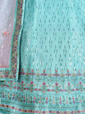 Adorable Turquoise Sequins Georgette Wedding Wear Lehenga Choli - Zeel Clothing