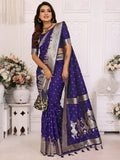 Adorable Violet Zari Weaving Kochi Silk Event Wear Saree With Blouse - Zeel Clothing