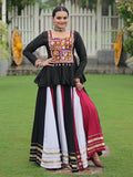 Adorable White Gota Patti Lace Rayon Navratri Wear Lehenga With Peplum Top - Zeel Clothing