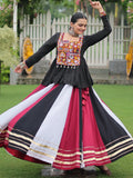 Adorable White Gota Patti Lace Rayon Navratri Wear Lehenga With Peplum Top - Zeel Clothing
