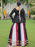 Adorable White Gota Patti Lace Rayon Navratri Wear Lehenga With Peplum Top - Zeel Clothing