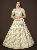 Adorable White Sequins Slub Silk Engagement Wear Lehenga Choli - Zeel Clothing