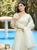 Adorable White Thread Work Organza Reception Wear Lehenga Choli - Zeel Clothing