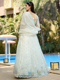 Adorable White Thread Work Organza Reception Wear Lehenga Choli - Zeel Clothing