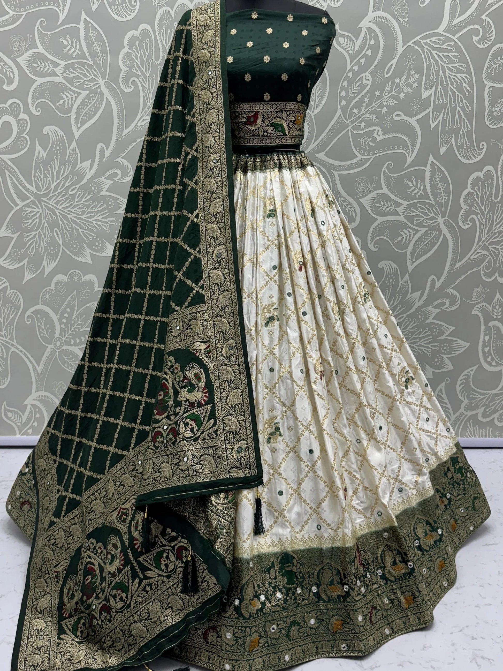 Adorable White Zari Weaving Georgette Event Wear Lehenga Choli With Dupatta