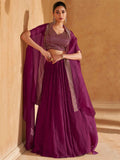 Adorable Wine Chinon Party Wear Lehenga Choli With Jacket - Zeel Clothing