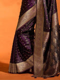 Adorable Wine Zari Weaving Satin Party Wear Saree With Blouse - Zeel Clothing