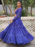 Adoring Blue Bandhej Print Georgette Traditional Lehenga Choli - Zeel Clothing
