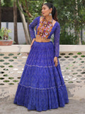Adoring Blue Bandhej Print Georgette Traditional Lehenga Choli - Zeel Clothing