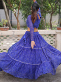 Adoring Blue Bandhej Print Georgette Traditional Lehenga Choli - Zeel Clothing