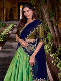 Adoring Green Zari Weaving Kanchipuram Silk Onam Special Half Saree Lehenga - Zeel Clothing