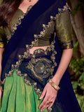 Adoring Green Zari Weaving Kanchipuram Silk Onam Special Half Saree Lehenga - Zeel Clothing