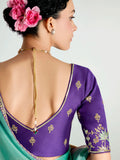 Adoring Purple Border Work Organza Event Wear Saree With Blouse - Zeel Clothing