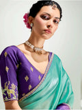 Adoring Purple Border Work Organza Event Wear Saree With Blouse - Zeel Clothing