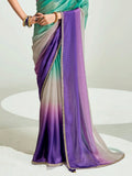 Adoring Purple Border Work Organza Event Wear Saree With Blouse - Zeel Clothing