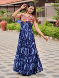 Adoring Royal Blue Gamthi Work Georgette Navratri Special Gown - Zeel Clothing
