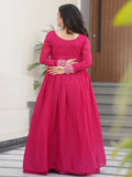 Aesthetic Hot Pink Bead Embroidery Georgette Designer Gown - Zeel Clothing