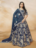 Aesthetic Navy Blue Dori Embroidered Silk Lehenga Choli With Dupatta - Zeel Clothing