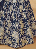 Aesthetic Navy Blue Dori Embroidered Silk Lehenga Choli With Dupatta - Zeel Clothing
