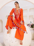 Aesthetic Orange Thread Embroidered Rayon Designer Co-Ord Set - Zeel Clothing
