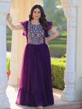 Aesthetic Purple Bead Embroidery Georgette Festive Wear Gown - Zeel Clothing