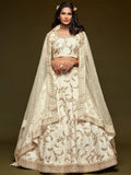 Agreeable White Thread Embroidery Art Silk Wedding Lehenga Choli - Zeel Clothing