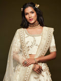 Agreeable White Thread Embroidery Art Silk Wedding Lehenga Choli - Zeel Clothing