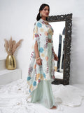 Alluring Aqua Blue Georgette Party Wear Crop Top Palazzo With Shrug - Zeel Clothing