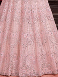 Alluring Baby Pink Sequins Net Bridesmaid Lehenga Choli With Dupatta - Zeel Clothing