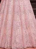 Alluring Baby Pink Sequins Net Bridesmaid Lehenga Choli With Dupatta - Zeel Clothing