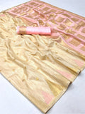 Alluring Beige Zari Weaving Silk Festive Wear Saree With Blouse - Zeel Clothing