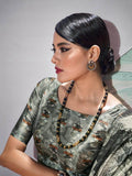 Alluring Black & White Digital Printed Satin Party Wear Saree - Zeel Clothing