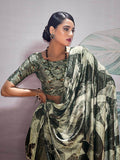 Alluring Black & White Digital Printed Satin Party Wear Saree - Zeel Clothing