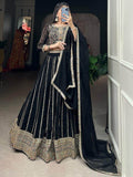 Alluring Black Embroidered Georgette Lehenga Choli With Dupatta - Zeel Clothing