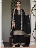 Alluring Black Embroidered Georgette Palazzo Suit With Dupatta - Zeel Clothing