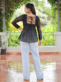 Alluring Black Gamthi Work Georgette Navratri Special Peplum Style Top - Zeel Clothing