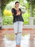 Alluring Black Gamthi Work Georgette Navratri Special Peplum Style Top - Zeel Clothing
