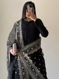 Alluring Black Georgette Party Wear Anarkali Suit With Embroidered Dupatta - Zeel Clothing
