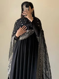Alluring Black Georgette Party Wear Anarkali Suit With Embroidered Dupatta - Zeel Clothing