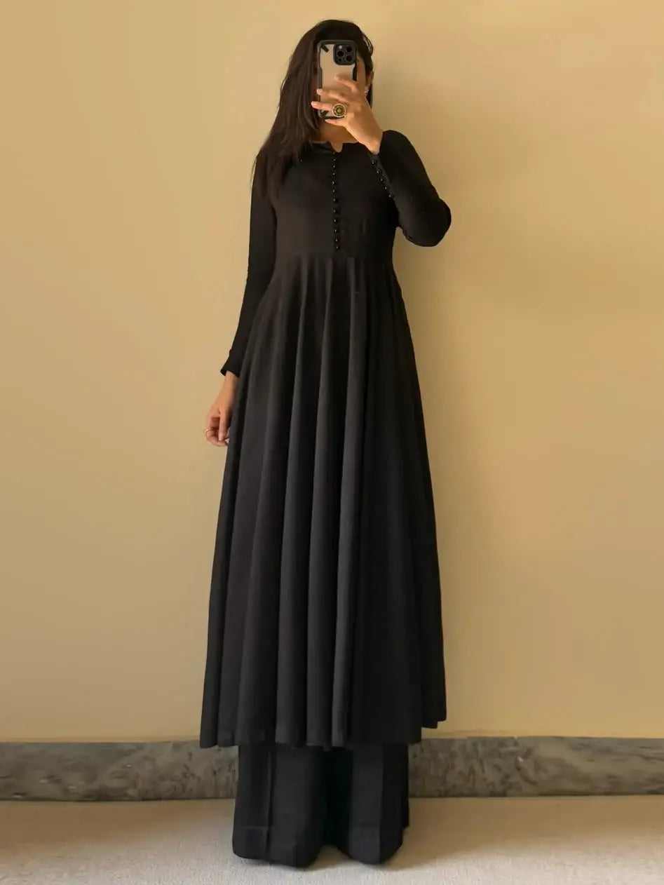 Alluring Black Georgette Party Wear Anarkali Suit With Embroidered Dupatta - Zeel Clothing