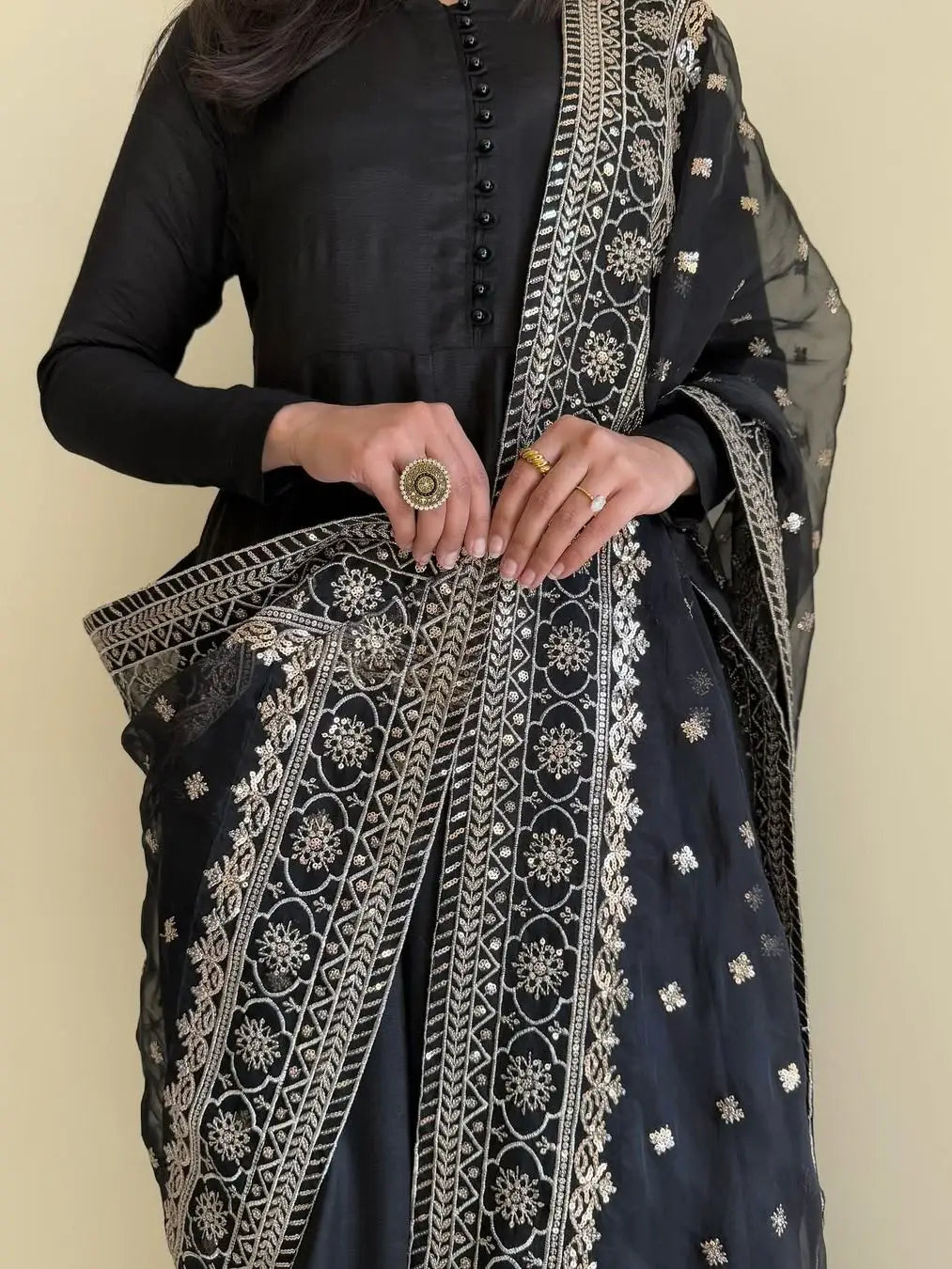 Alluring Black Georgette Party Wear Anarkali Suit With Embroidered Dupatta - Zeel Clothing