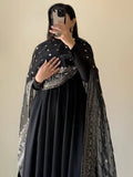 Alluring Black Georgette Party Wear Anarkali Suit With Embroidered Dupatta - Zeel Clothing