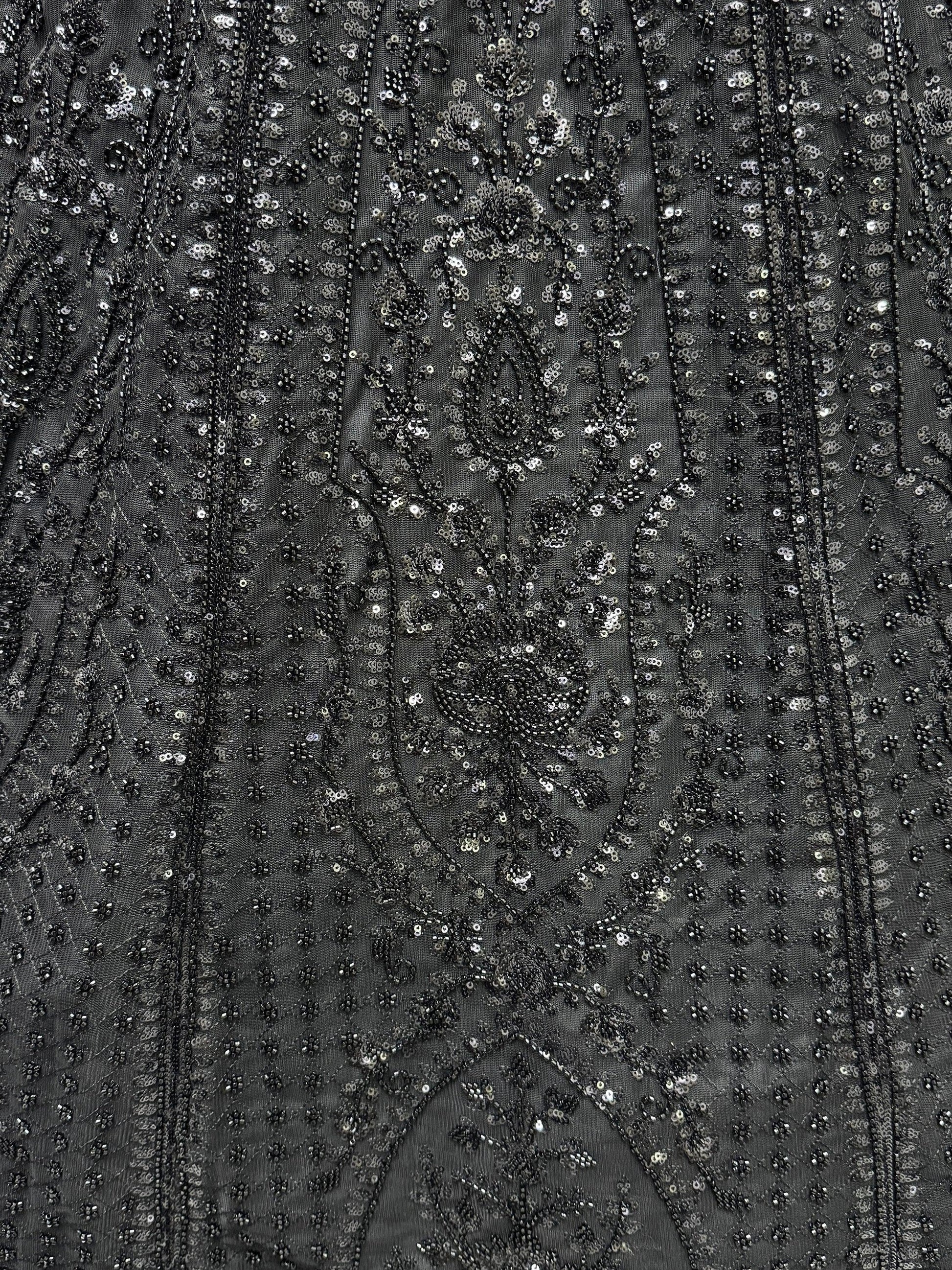 Alluring Black Pearl Work Net Reception Wear Lehenga Choli With Dupatta - Zeel Clothing