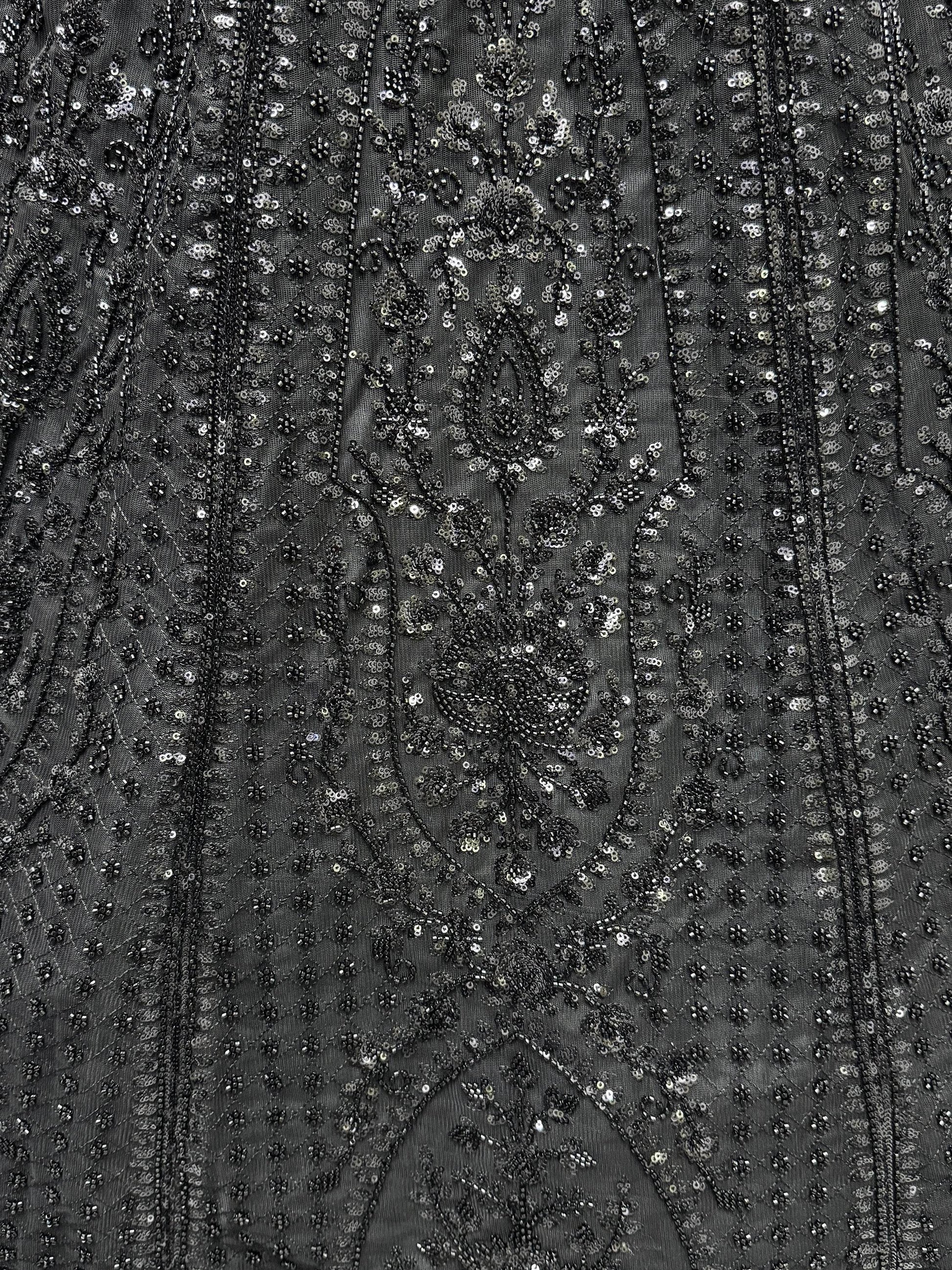 Alluring Black Pearl Work Net Reception Wear Lehenga Choli With Dupatta - Zeel Clothing