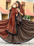 Alluring Black Printed Cotton Navratri Lehenga Choli With Dupatta - Zeel Clothing